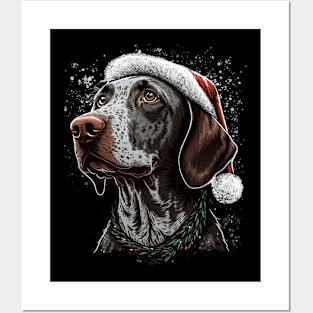 Pointer dog christmas Posters and Art